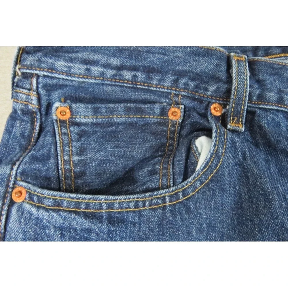 Levis 501 Original Fit Jeans Men 40x32 Dark Stonewash Blue Denim Button Fly Coat